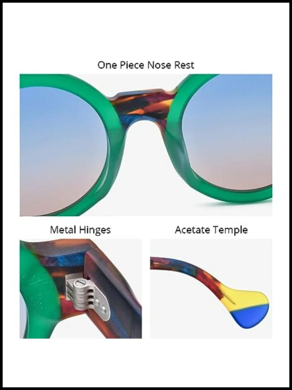 Matte Acetate Vintage Retro Round Polarized Sunglasses for Women